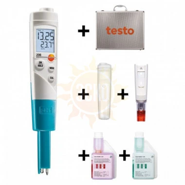 Testo 206-pH1 комплект — карманный pH-метр с кейсом и буферными растворами
