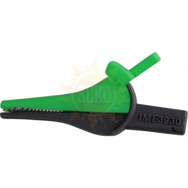 Зажим изолированный типа "крокодил" цвет зеленый — для вольтамперфазометра РС-30