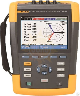 Fluke 437 II/RU — анализатор качества электроэнергии (с токовыми клещами, русскоязычная поддержка и клавиатура)