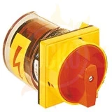 7 GN12 10 U25 Кулачковый выключатель 3-х полюсный, номин. ток 12А, 2 положения (0 и 1) с установкой на переднюю панель с блокировкой на замок, цвет красный/желтый