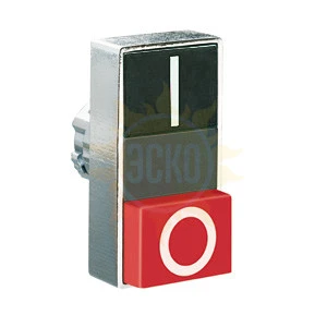 8LM2TB7222 Толкатель двойной кнопки нажатия, в металлическом корпусе, без фиксации, с 1 выступающей и 1 утапливаемой кнопками, (без крепежного основания ..AU120), Цвет кнопок: черный/красный, символ