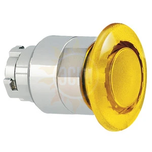 8LM2TBL6245 Толкатель грибовидной кнопки d=40 мм в металлическом корпусе, с возможностью установки подсветки, с фиксацией, возврат оттягиванием, (без крепежного основания ..AU120), цвет желтый