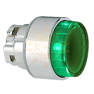 8LM2TQL203 Толкатель кнопки c фиксацией в металлическом корпусе, выступающего типа с подсветкой, (без крепежного основания ..AU120)) цвет зеленый