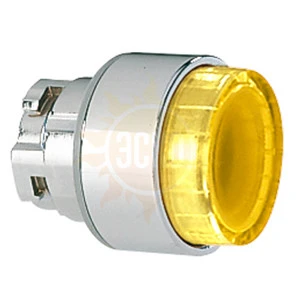 8LM2TQL205 Толкатель кнопки c фиксацией в металлическом корпусе, выступающего типа с подсветкой, (без крепежного основания ..AU120) цвет желтый
