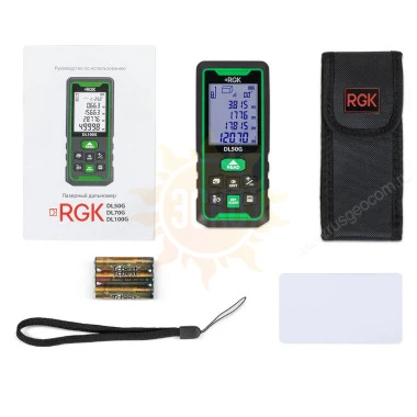 Комплект Лазерный дальномер зеленый луч с угломером RGK DL50G и термогигрометр AMO H605