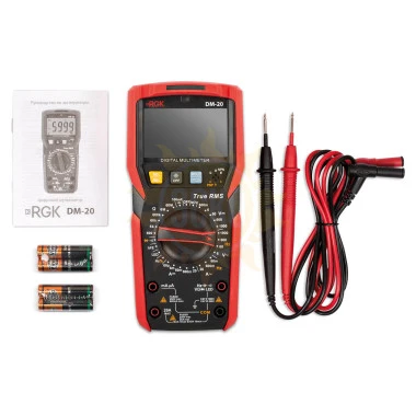 Комплект мультиметра RGK DM-20 и рулетка AMO R303