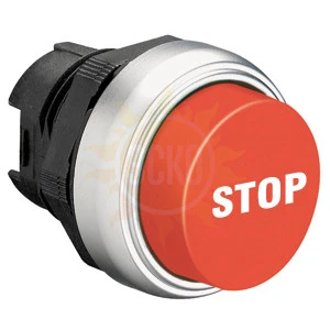 LPCB2134 Толкатель кнопки пластиковый, выступающий тип, без фиксации, (без крепежного основания ..AU120), Вет толкателя: красный, с символом STOP