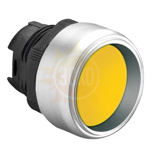 LPCB305 Толкатель кнопки в пластиковом корпусе, с выступающим защиnным кольцом без фиксации, (без крепежного основания ..AU120), цвет желтый