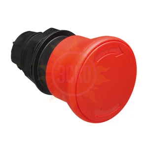 LPCB6344 Толкатель грибовидной кнопки d=40 мм в металлическом корпусе, для простой остановки, с фиксацией, возврат поворотом, (без крепежного основания ..AU120), цвет красный