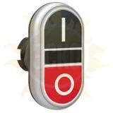 LPCB7122 Двойная кнопка нажатия, 2 плоских кнопки с пружинным возвратом, цвет черный/красный, символы I-O