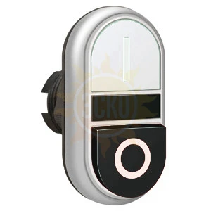 LPCB7224 Двойная кнопка нажатия, 1 выступ. и 1 плоская кнопка с пружинным возвратом, цвет белый/черный, символы I-O