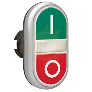 LPCBL7223 Двойная кнопка нажатия с белой подстветкой, цвет зеленый/красный, символ "I-O"
