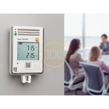 testo 160 IAQ — WiFi-логгер данных c дисплеем и встроенными сенсорами температуры, влажности, СО₂ и абсолютного давления для мониторинга качества воздуха в помещении