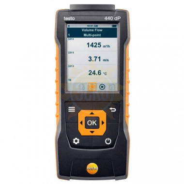 testo 440dp — прибор для измерения скорости воздуха и оценки качества воздуха в помещении со встроенным сенсором дифференциального давления