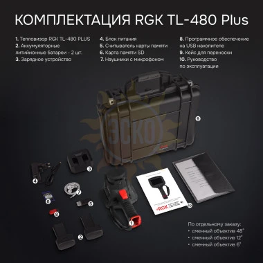 Тепловизор RGK TL-480 Plus в комплекте с телеобъективами 12° и 6°